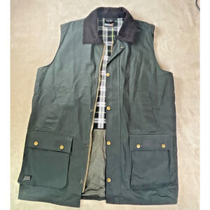 Rugged Waxed Cotton Hunting Vest Regatta Professional Green Plaid Lined Men's M